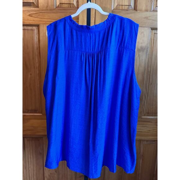 Simply Vera Vera Wang Cobalt Blue Pleated Tie-Neck Top 4X New w/ Tags - Picture 5 of 8